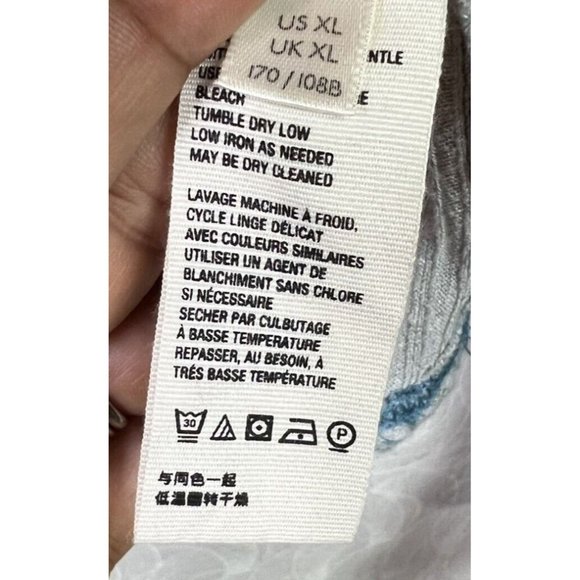 Free People Layer Me Henley Top XL Grey Floral Long Bell Sleeve Ribbed Boho - Picture 6 of 12